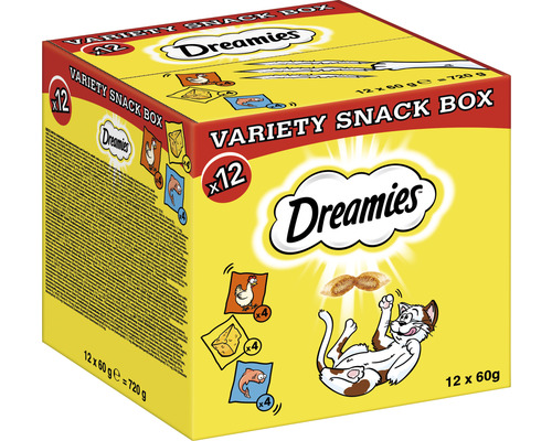 Dreamies Variety Snack Box mit verschiedenen Geschmacksrichtungen für Katzen