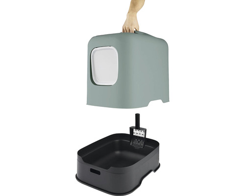 Katzentoilette mit Haube und Streuschaufel