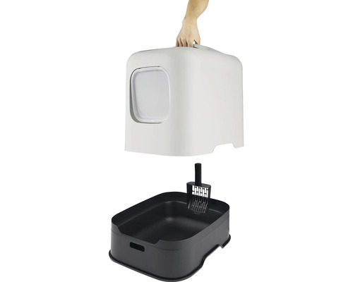Katzentoilette mit Haube, Schaufel und Einstieg