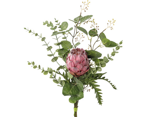 Plante artificielle bouquet proteas mélangés Ø 18 h 56 cm rouge