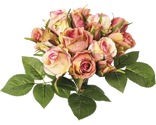 Kunstpflanze Rosen Bouquet Ø 18 H 29 cm rosa