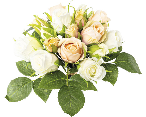 Plante artificielle bouquet de roses Ø 18 h 29 cm vieux rose