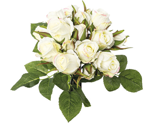 Plante artificielle bouquet de roses Ø 18 h 29 cm crème
