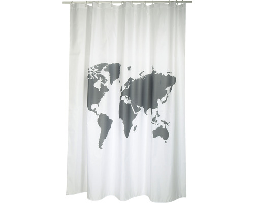 Rideau de douche avec motif de carte du monde