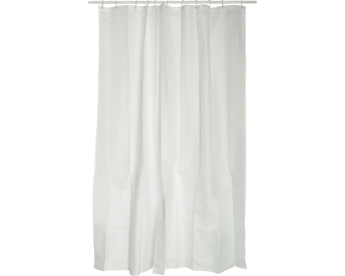 Rideau de douche blanc avec crochets pour aménagement de salle de bain
