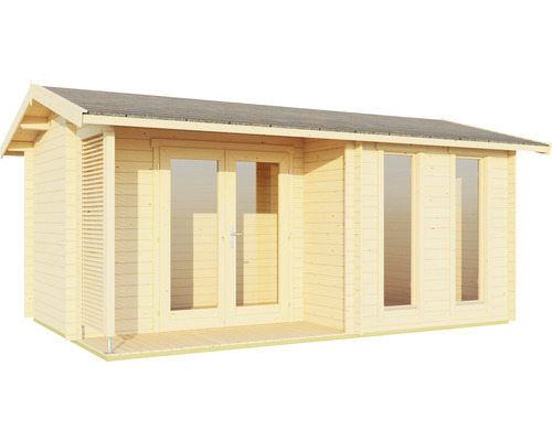 Abri de jardin en bois avec fenêtres et double porte