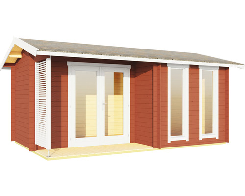 Abri de jardin en bois avec porte double et fenêtres