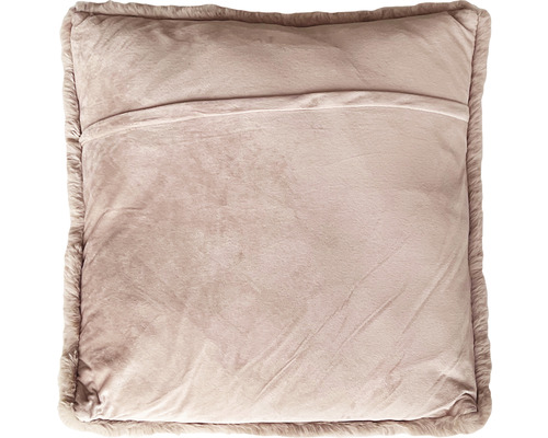Coussin carré avec bordure en fourrure