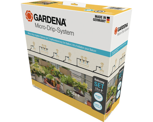 Set d'arrosage GARDENA Micro-Drip set de démarrage balcon (pour jusqu'à 15 plantes en pot)