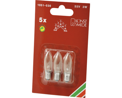 Cinq bougies pour arbre de Noël 55 volts 3 watts sous blister
