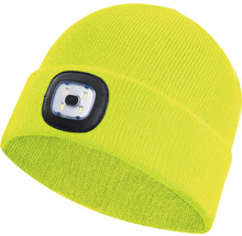 Gelbe Strickmütze mit LED-Leuchte