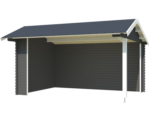 Abri en bois avec toit et parois latérales