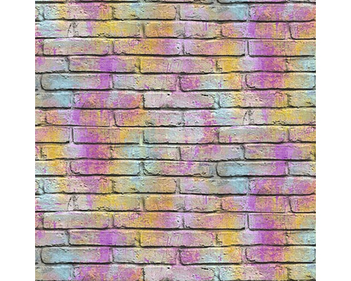Papier peint intissé 36100-1 Boys & Girls mur de pierres rose multicolore