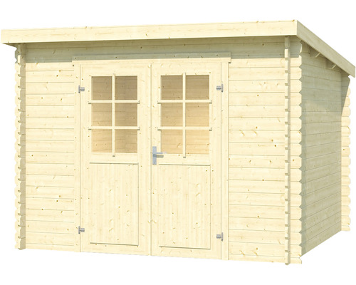 Abri de jardin en bois avec double porte et fenêtres