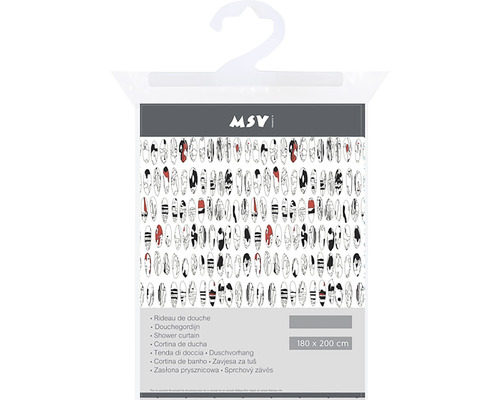 Rideau de douche emballé avec motif de planche de surf, 180 x 200 cm