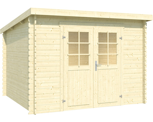 Abri de jardin en bois avec double porte et fenêtres