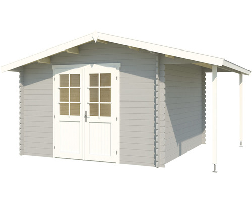Gartenhaus aus Holz mit Doppeltür und Vordach