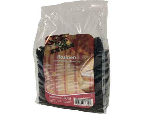 Spass Mix Mélange nourriture d'hiver pour oiseaux raisins secs 1 kg Raisins secs comme aliment unique pour oiseaux vivant en liberté dans un paquet de 1000 grammes