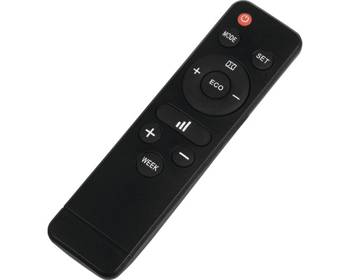 Télécommande noire avec diverses touches pour commander des appareils