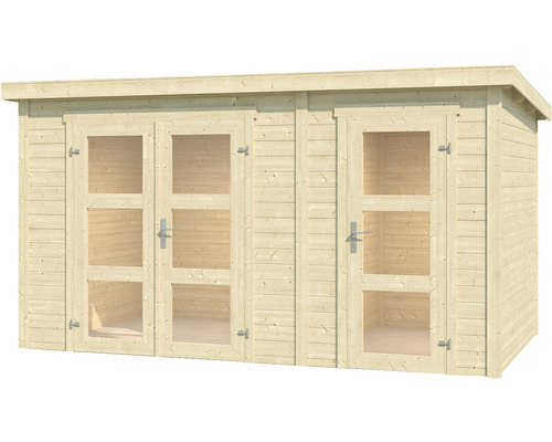 Abri de jardin en bois avec portes vitrées