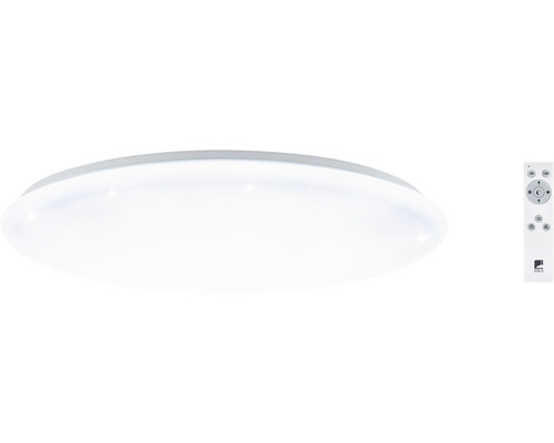 Plafonnier LED CCT à intensité lumineuse variable avec effet cristal 60W 5800 lm blanc chaud blanc neutre blanc lumière du jour hxØ 100x760 mm blanc avec télécommande Plafonnier avec télécommande