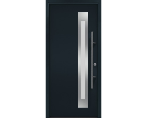 Haustür mit vertikalem Fenster und Griff