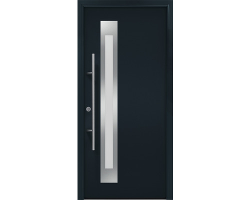 Moderne Haustür mit Glaseinsatz und Edelstahlgriff