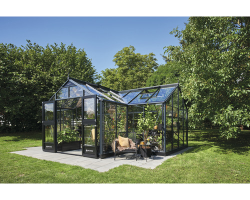 Gewächshaus Juliana Orangerie inkl. Sicherheitsglas 3 mm 296 x 583 cm anthrazit/schwarz