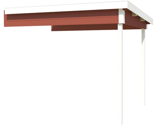 Abri de voiture avec construction en bois et piliers de support