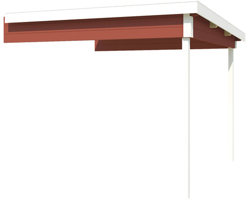 Abri de voiture avec structure en bois et supports blancs