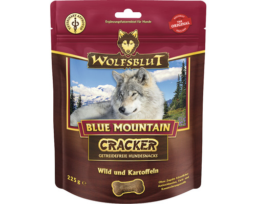 Hundesnack WOLFSBLUT Blue Mountain Cracker Wild und Kaninchen mit Kart. mit wertvollen Superfoods, getreidefrei, Glutenfrei 225 g