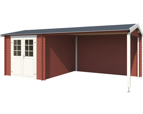 Holzgartenhaus mit Doppeltür und Carport