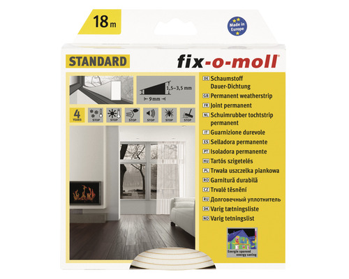 fix-o-moll Dauerdichtung selbstklebend weiss 18 m x 9 x 4 mm Fix-o-moll Dichtungsband Standard, 18 Meter