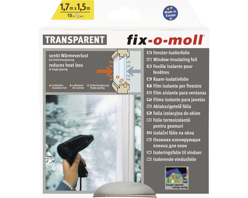 fix-o-moll Fensterfolie Isolierfolie Thermofolie transparent 1,7 x