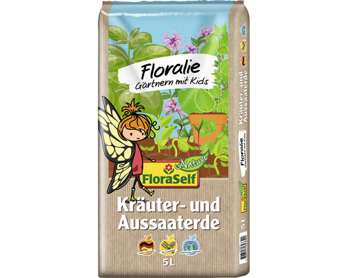 FloraSelf Floralie Jardiner avec des enfants Terreau pour fines herbes et semis FloraSelf Nature® Floralie 5 l