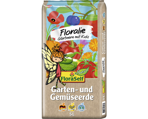 FloraSelf Floralie Jardiner avec des enfants Terreau pour jardin et légumes FloraSelf Nature® Floralie 5 l