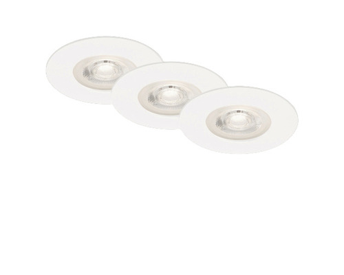 Ensemble de spots à encastrer LED 3 pces IP44 3x5W 3x460 lm 3000 K blanc chaud pivotant blanc Ø 90/68 mm 230V