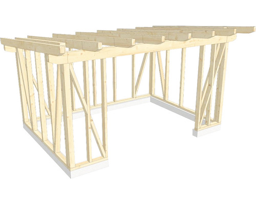 Structure en bois construction à ossature porteuse toit en appentis 350x500 cm Construction à ossature bois pour un abri