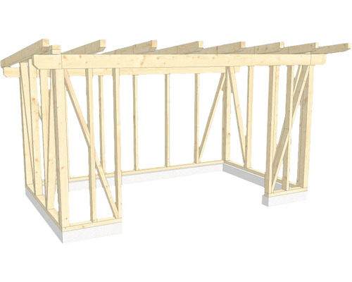 Structure en bois construction à ossature porteuse toit en appentis 300x500 cm Construction à ossature en bois pour un projet de construction