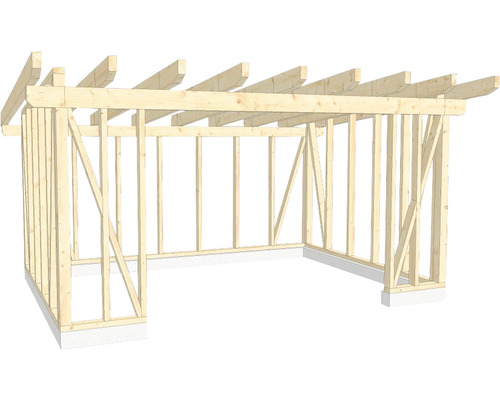 Structure en bois construction à ossature porteuse toit en appentis 400x550 cm Construction à ossature bois d''un bâtiment