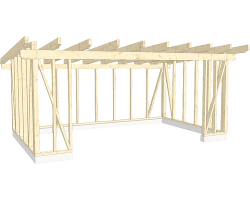 Structure en bois construction à ossature porteuse toit en appentis 400x650 cm Construction à ossature en bois pour un bâtiment