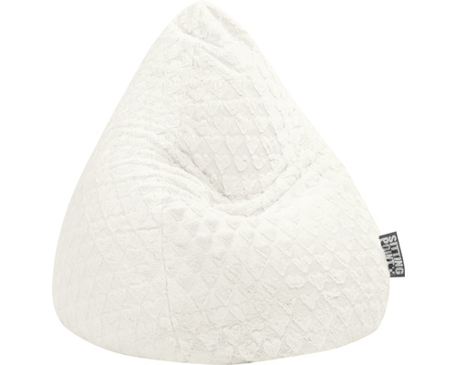 Pouf coussin Sitting Point Beanbag Fluffy Hearts XL env. 220 litres blanc 70x110 cm Pouf blanc en forme de triangle
