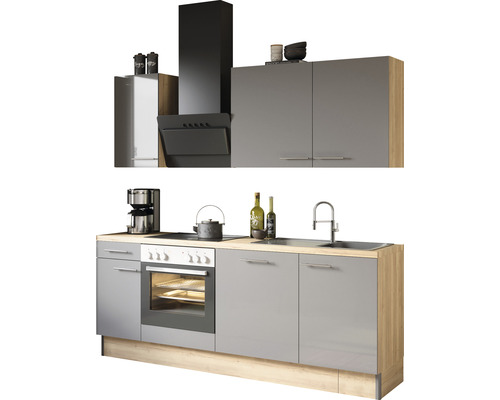 Cuisine complète sans appareils Optifit OPTIkoncept Jonte984 anthracite/chêne sauvage largeur 210 cm KCJO 218OE-8+