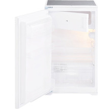Réfrigérateur blanc avec porte ouverte.