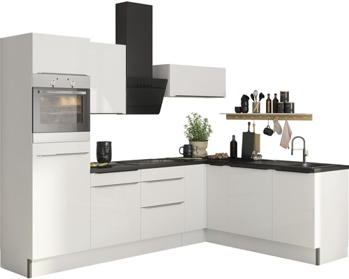 Cuisine d'angle sans appareils Optifit OPTIkoncept Arvid986 blanc largeur 270x200 cm variante gauche KCAV 2720LAOE8+