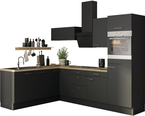 Cuisine d'angle sans appareils Optifit OPTIkoncept Ingvar420 anthracite largeur 200x270 cm variante droite KCIN 2720RAOE8+ Cuisine d'angle sans appareils Optifit OPTIkoncept Ingvar420 anthracite largeur 200x270 cm variante droite KCIN 2720RAOE8+