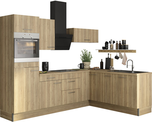 Cuisine d'angle sans appareils Optifit OPTIkoncept Erik290 chêne sauvage largeur 270x200 cm variante gauche KCER 2720LAOE8+