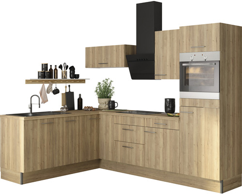 Cuisine d'angle sans appareils Optifit OPTIkoncept Erik290 chêne sauvage largeur 200x270 cm variante droite KCER 2720RAOE8+