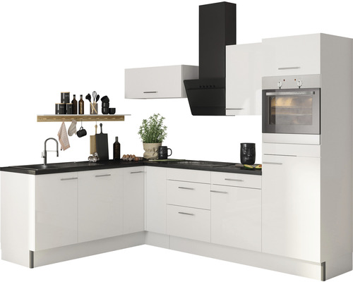 Cuisine d'angle sans appareils Optifit OPTIkoncept Rurik986 blanc largeur 200x270 cm variante droite KCRU 2720RAOE8