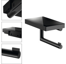 Porte-papier toilette noir avec tablette